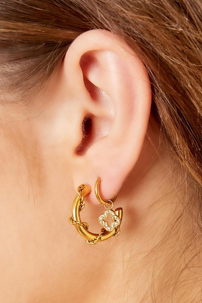 Boucles d'oreilles trèfle avec pierres de zircon Argenté Acier inoxydable Image3